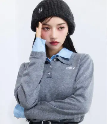 eimy 더블 칼라 디자인 니트