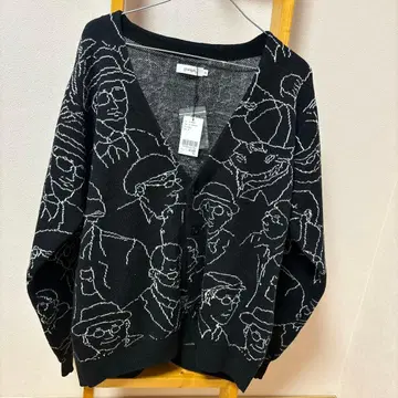 graniph 블랙 V넥 가디건 M