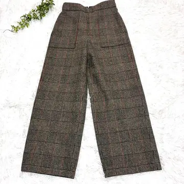 MACPHEE 투모로우랜드 체크 울 와이드 팬츠 32