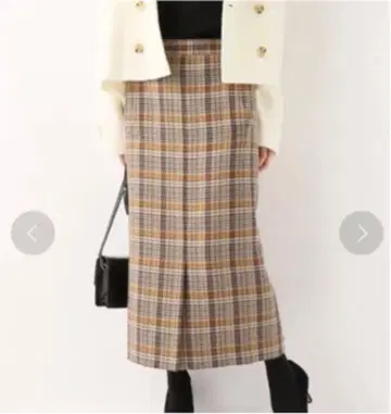 새상품급 SLOBE IENA 슬로브 이에나 체크 롱 스커트 트위드 S