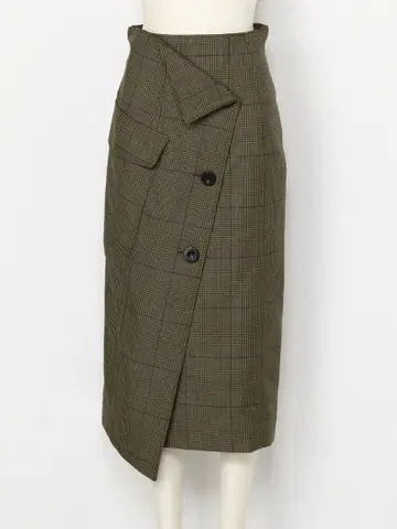 새상품급 FRAY l.D 프레이 아이디 체크 무늬 타이트 랩스커트 울