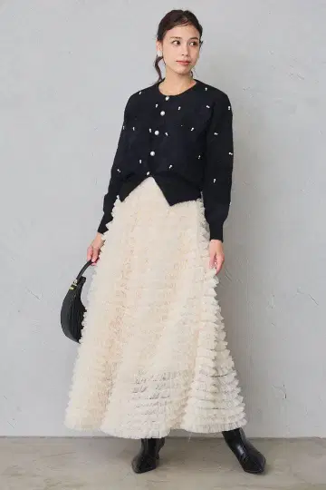 Frene 휘핑 튤 캉캉 스커트 아이보리 플라네 같은 형태