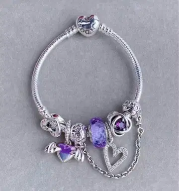Pandora 팔찌 퍼플 시리즈 하트 참