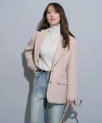 [ 새상품급 ] 아푸와이저 리셰 트위드 싱글 버튼 자켓 핑크