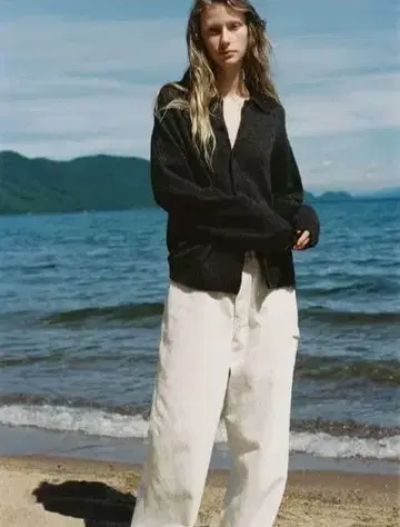 알파카 니트 셔츠 가디건 M 사이즈