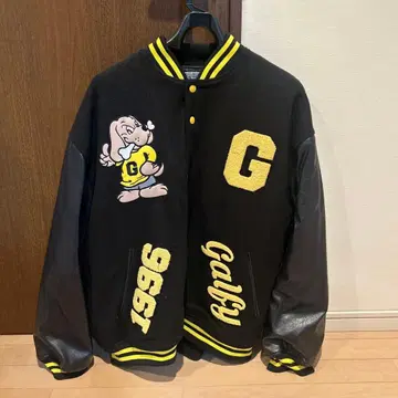 GALFY 바시티 자켓 블랙 옐로우 컬러 대형견