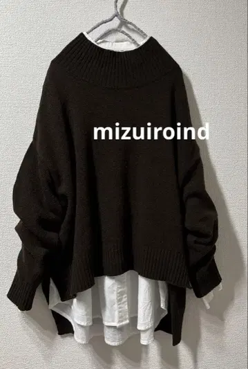 mizuiroind 다크 브라운 보트넥 루즈핏 울 니트