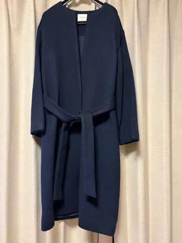 BEAUTY&YOUTH 노카라 롱 코트 네이비