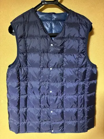 TAION V넥 버튼 이너 다운 베스트 네이비