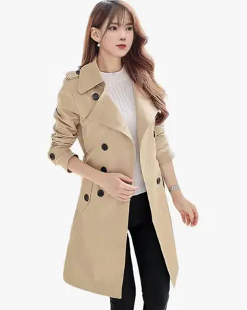 트렌치코트 여성용 빅 사이즈 더블 페이스 더블 브레스트 코트