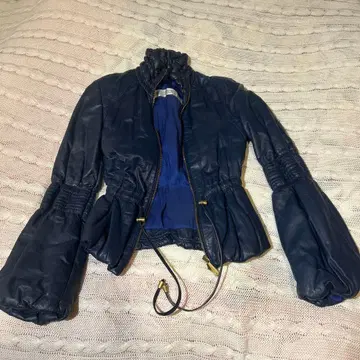 네이비 천연 가죽 자켓 40 이탈리아제