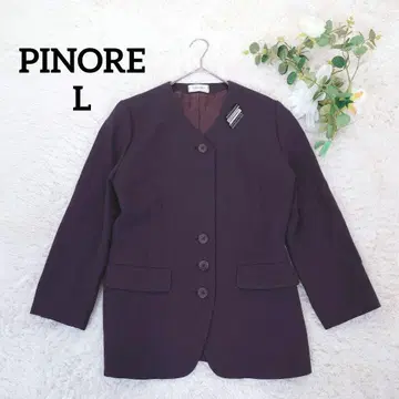 피노레 여성용 노카라 자켓 (L) 브라운 울 4 버튼