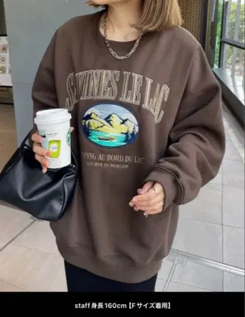 DISCOAT 수베니어 마운틴 자수 맨투맨 브라운 FREE 56