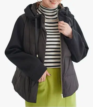 르쿨르 블랑 본딩 x 파이버 다운 숏 블루종 블랙 M