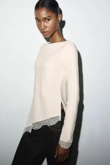 [ ZARA ] 소프트 레이스 상의 S