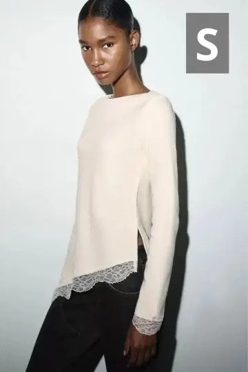 [ ZARA ] 소프트 레이스 상의 S