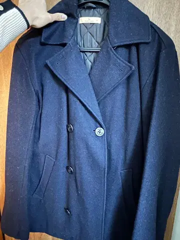 글로벌 워크 네이비 더블 브레스트 피 코트 XL