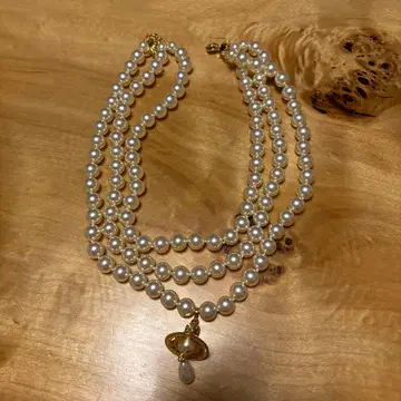 비비안 펄 목걸이 골드 참 포함