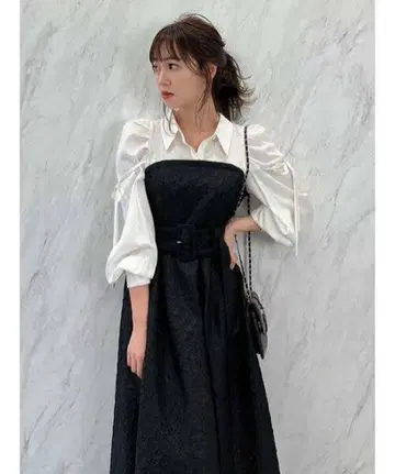 [ dazzlin ] 블라우스 레이어드 자카드 원피스