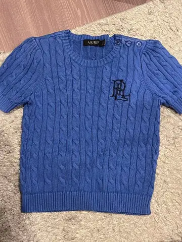 랄프 로렌 반팔 케이블 니트 스웨터 파랑