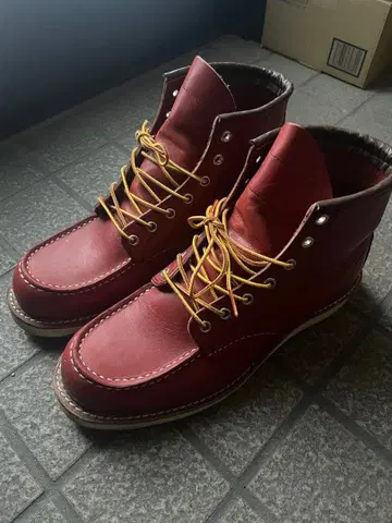 레드 가죽 워크 부츠