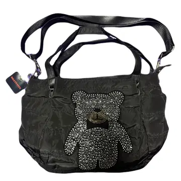 블랙 곰 모티브 토트백