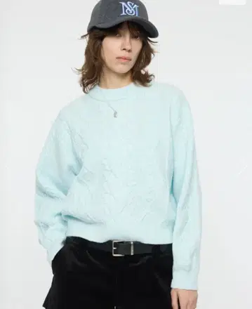 moussy POPCORN CABLE 스웨터 라이트 블루