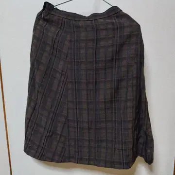 체크 무늬 롱 스커트 허리 62-66cm