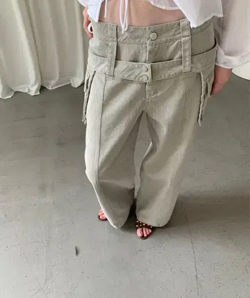 [ LONSLAN ] 포켓 벨트 레이어드 팬츠 CHLONW25s030