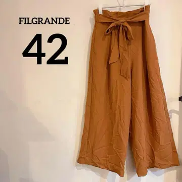 FILGRANDE [ 42 ] 브라운 와이드 팬츠 허리밴딩 포켓