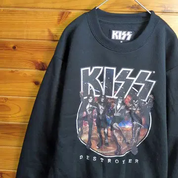 맨투맨 트레이닝복 KISS 키스 밴딩 디자인 프린트 블랙 M 구제 의류