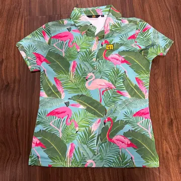라우드마우스 여성용 플라밍고 패턴 피케 셔츠 M 사이즈