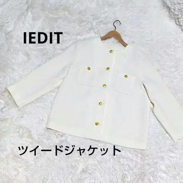 IEDIT 트위드 자켓 골드 버튼 아이보리