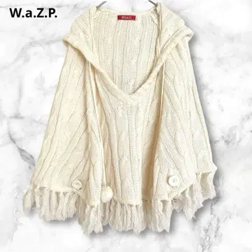 아이보리 케이블 니트 판초 M 아크릴 100% 심플 귀여운