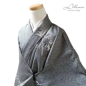 LULU45 기모노 순수 실크 츠케사게 타타키 즈메 그레이