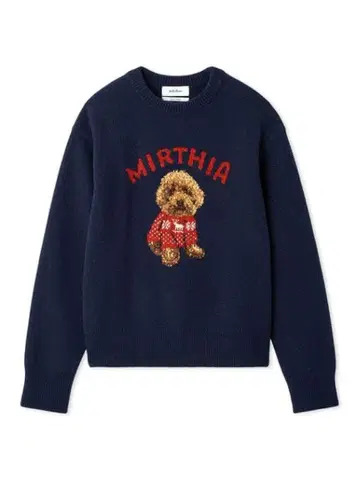 토이 푸들 크루넥 자카드 니트