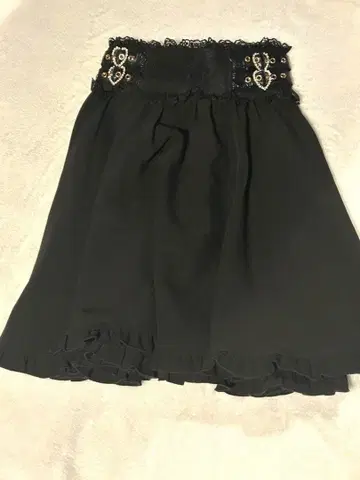 ROJITA 로지타 하트 버클 2단 플레어 스커트 블랙