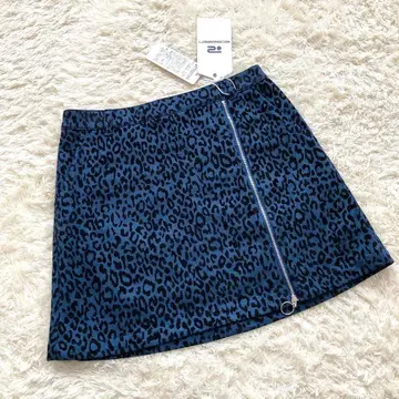 미사용 rosasen 로사센 스트레치 레오파드 스커트 파랑 M