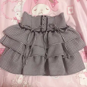 honey mew 하운드투스 체크 패턴 티어드 프릴 스커트