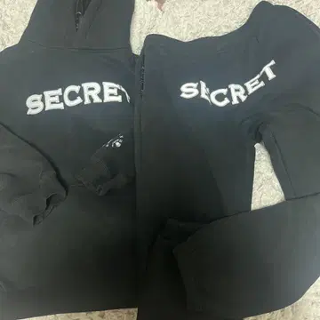 SECRET 블랙 후드 부착 맨투맨 L