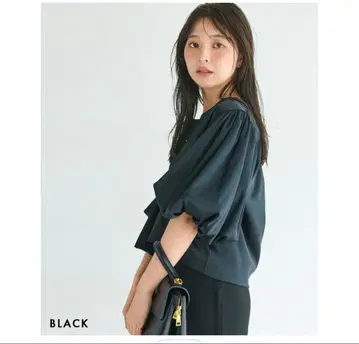 벌룬 슬리브 새틴 자켓 블랙 basement online