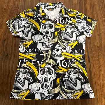 라우드마우스 여성용 스컬 바나나 패턴 골프 셔츠 M