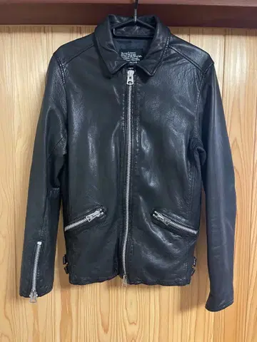블랙 가죽 라이더 자켓 M