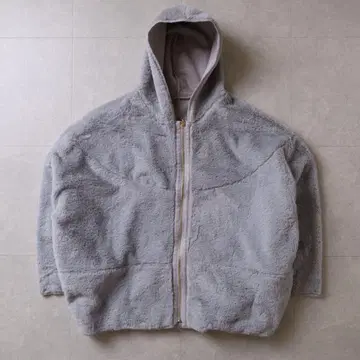 piacere 페더 보아 리버서블 후드티 후드 부착 그레이