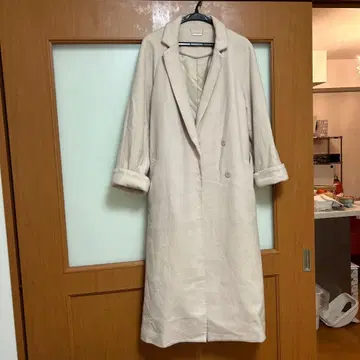 SNIDEL 베이지 더블 브레스트 롱 코트