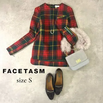 [FACETASM] 체크 무늬 울 상의 S