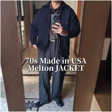 USA제 70s Melton 울 CPO 자켓 네이비 S 사이즈
