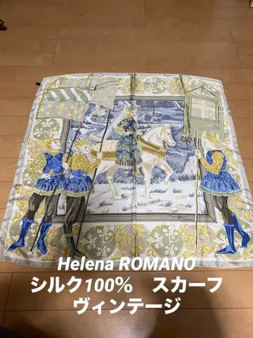 Helena ROMANO 실크 100% 빈티지 스카프 이탈리아제