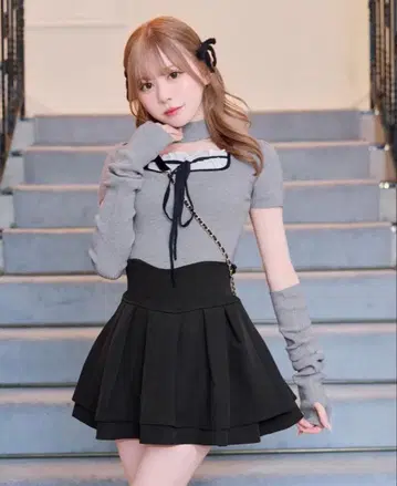 [ 새상품급 ] XS 초커 니트탑 미셸 마카롱