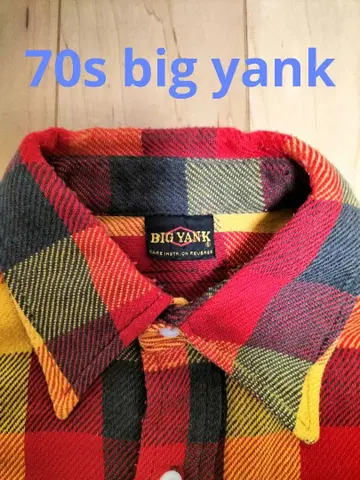 70s big yank 블록 체크 플란넬 셔츠